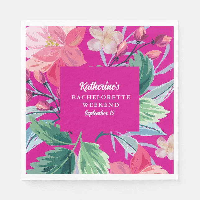 Guardanapo De Papel Trópico como a Festa de solteira rosa-quente (Frente)