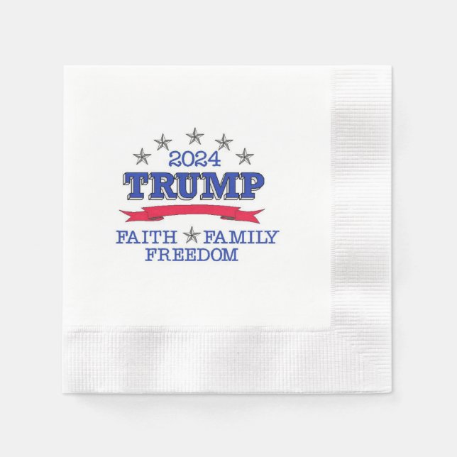 Guardanapo De Papel Trump 2024 Faith Family Freedom (Frente)