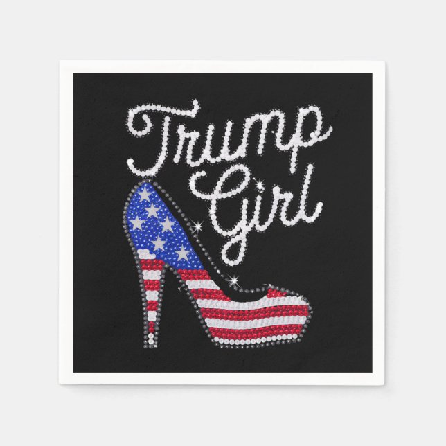 Guardanapo De Papel Trump Girl High Heel American Flag Bling Patriot (Frente)