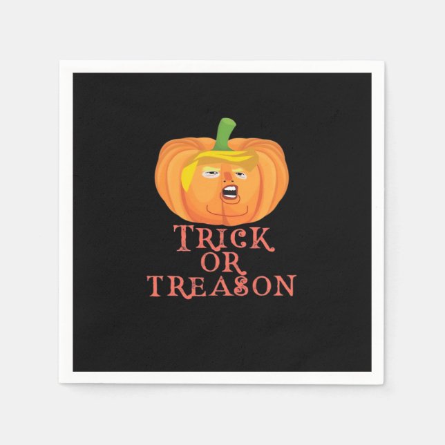 Guardanapo De Papel Truque Ou Traição Halloween Impeach Trumpkin Desig (Frente)