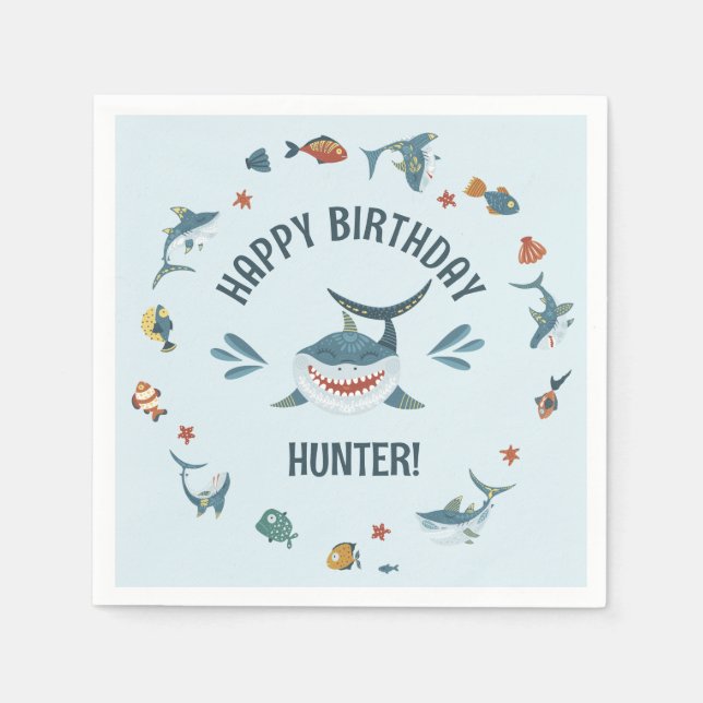 Guardanapo De Papel Tubarão Azul - Parede Festa de aniversário Nápoles (Frente)