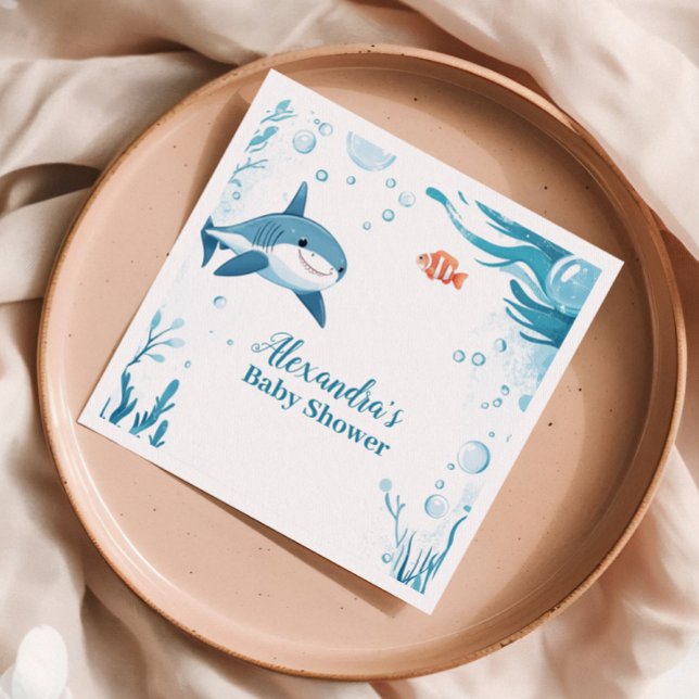 Guardanapo De Papel Tubarão Sob Os Animais Do Oceano Marítimo (Criador carregado)