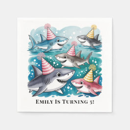 Guardanapo De Papel Tubarões Cortados Sob A Festa de aniversário Das G
