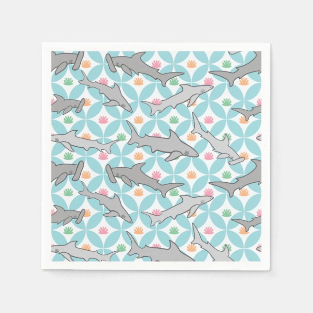 Guardanapo De Papel Tubarões Nadando o Meio século Atual (Frente)