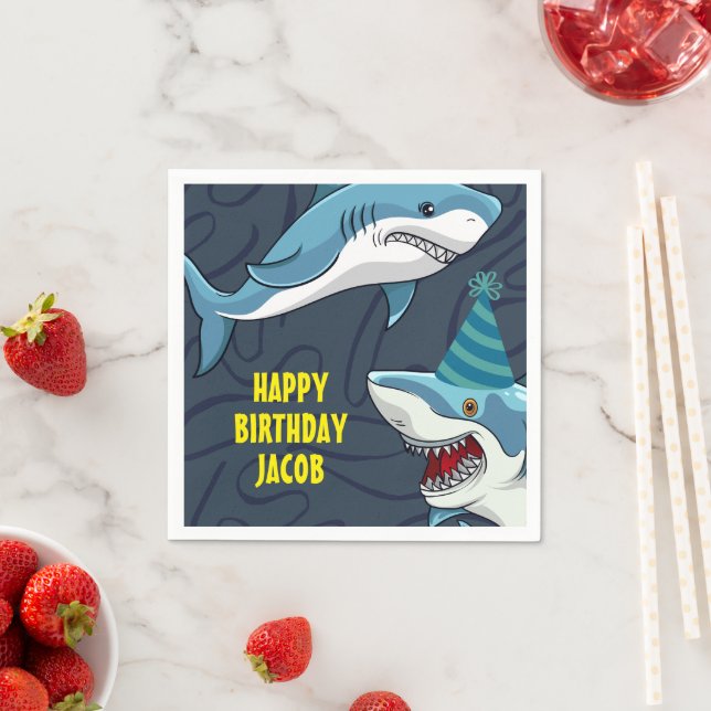 Guardanapo De Papel Tubarões no aniversário disfarçado de criança (Insitu)