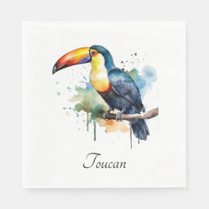 Guardanapo De Papel Tucano no Ramo Arte em Aquarela, personalizado