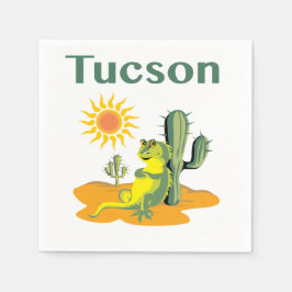 Guardanapo De Papel Tucson Arizona Lizard sob Saguaro
