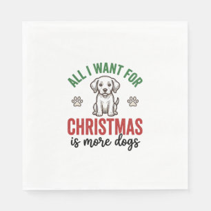 Guardanapo De Papel Tudo o que Quero no Natal é Mais Cachorros Vintage