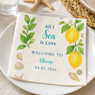 Guardanapo De Papel Tudo o que Vejo é Amor Arte Amarelo Limão Costeiro