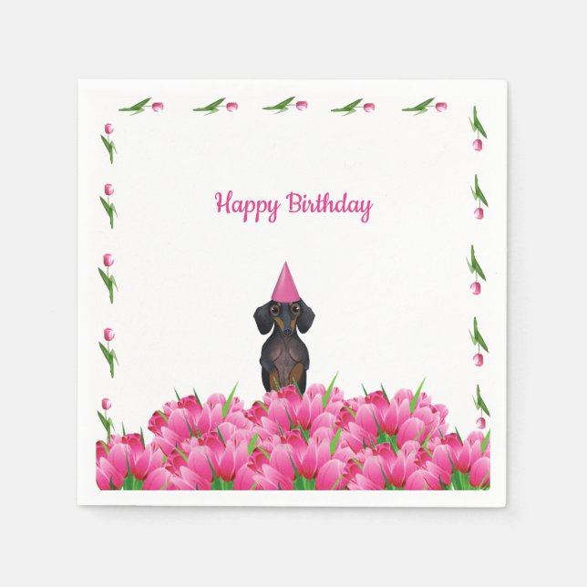 Guardanapo De Papel Tulip Dachshund Paper Napkins rosa (Frente)