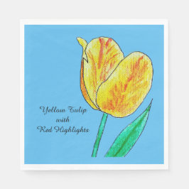 Guardanapo De Papel Tulipa Amarela Destaques Vermelhos