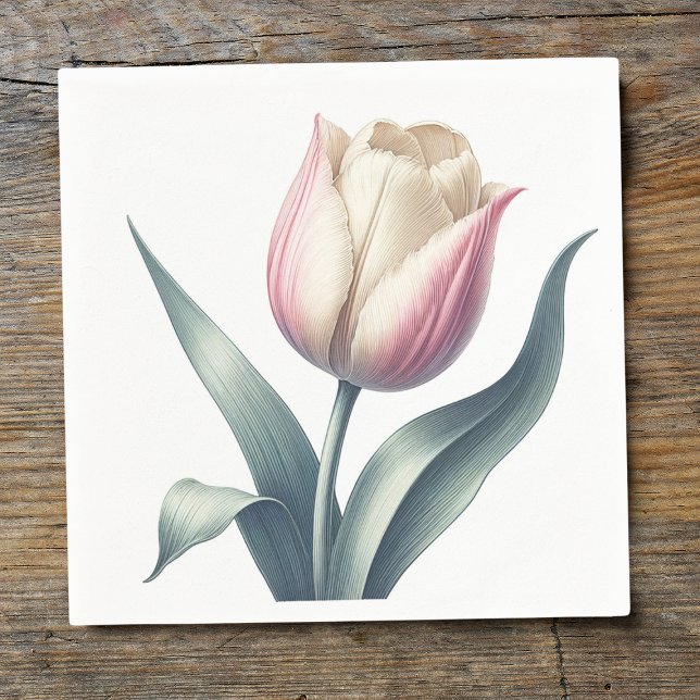 Guardanapo De Papel Tulipa Rosa Única Elegante Flor (Criador carregado)