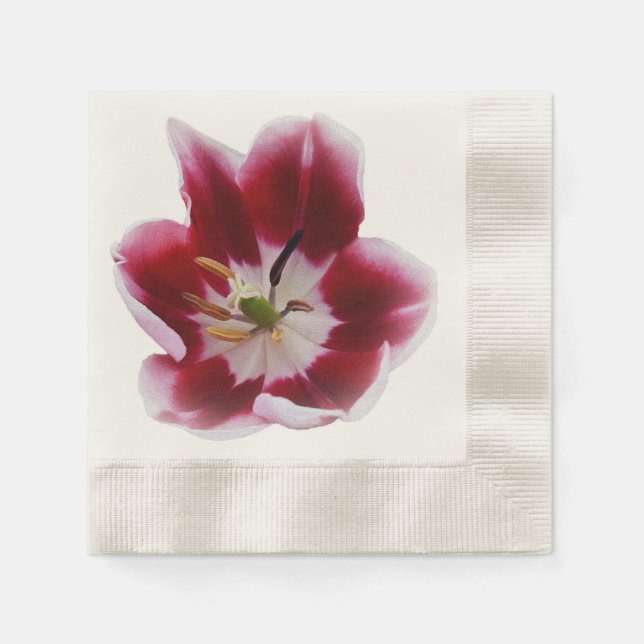 Guardanapo De Papel Tulipa vermelha profunda (Frente)