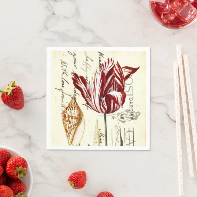 Guardanapo De Papel Tulipas Botânicas Francesas Antigas Festa do Chá e (Insitu)