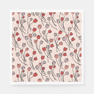 Guardanapo De Papel Tulipas Brancas Vermelhas Rosa