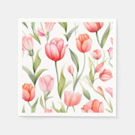 Guardanapo De Papel Tulipas de Aquarela Elegantes