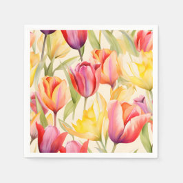 Guardanapo De Papel Tulipas de Aquarela Elegantes