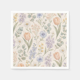 Guardanapo De Papel Tulipas Lilases Aquarela de Prado de Primavera com