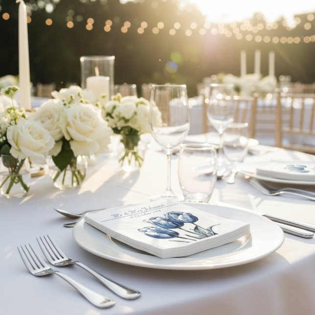 Guardanapo De Papel Tulipas no Azul Delft personalizáveis (Criador carregado)