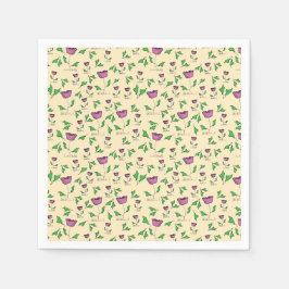 Guardanapo De Papel Tulipas roxas sobre fundo amarelo