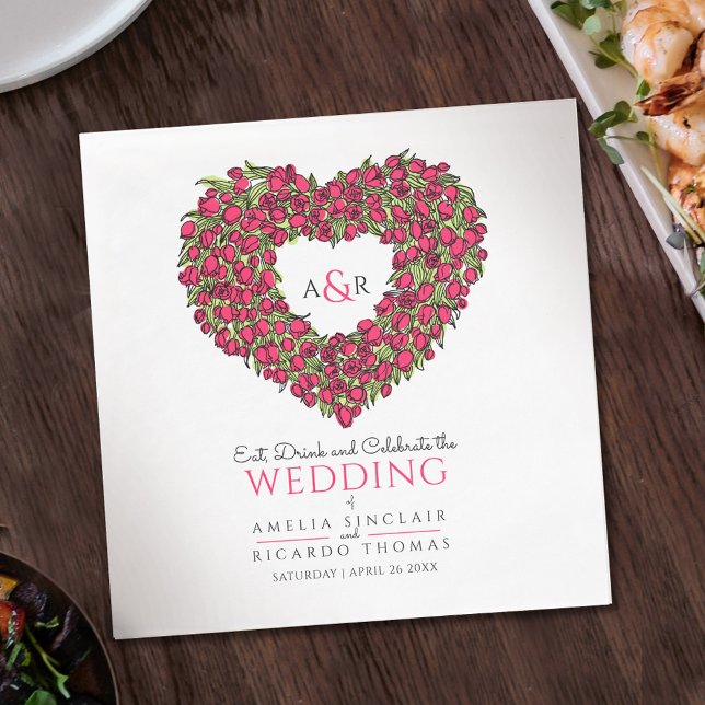 Guardanapo De Papel Tulipas vermelhas do monograma de castigo desenho  (Criador carregado)