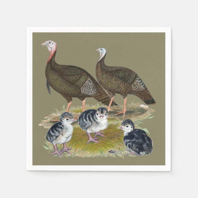 Guardanapo De Papel Turkeys East Wild Family (Frente)