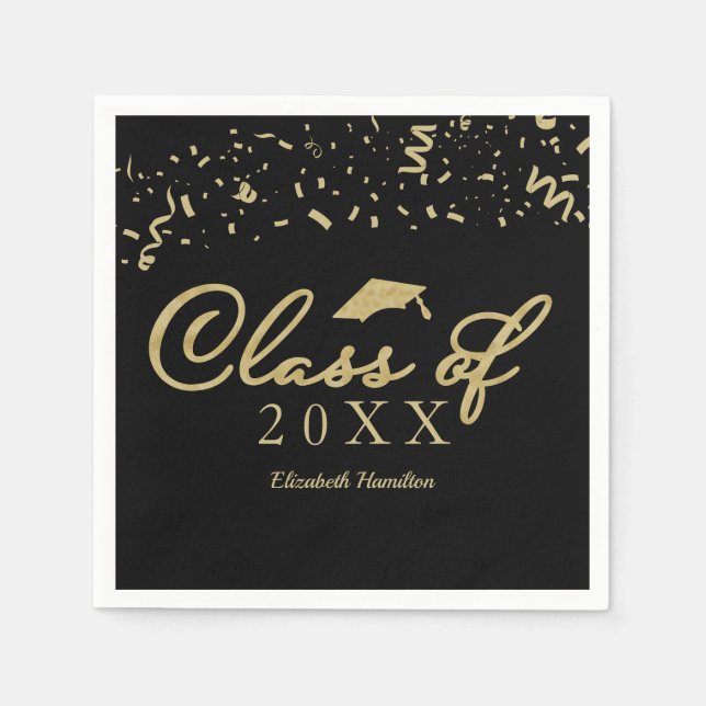 Guardanapo De Papel Turma De 2021 Script Dourado Festa De Formatura Pr (Frente)