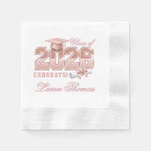 Guardanapo De Papel Turma de 2026 Brilho Gradução Rosa Dourado