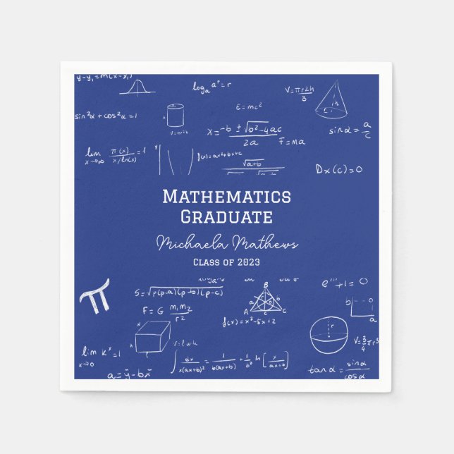 Guardanapo De Papel Turma de Graduação em Matemática Azul da Cerimônia (Frente)