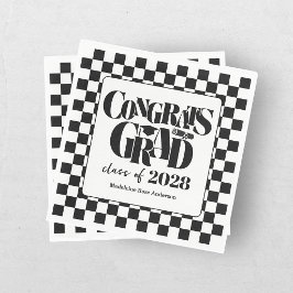 Guardanapo De Papel Turma Retro de Graduação Congrats Preta