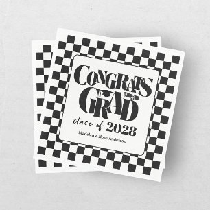 Guardanapo De Papel Turma Retro de Graduação Congrats Preta
