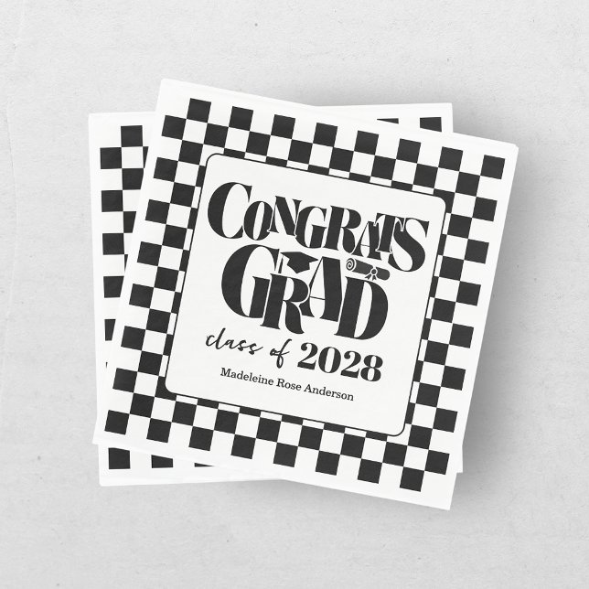 Guardanapo De Papel Turma Retro de Graduação Congrats Preta (Criador carregado)