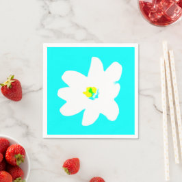 Guardanapo De Papel Turquesa Amarelo Amarelo Daisy Flor Branco Floral