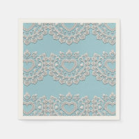 Turquesa Azul Branco Renda Coração Casamento Noiva