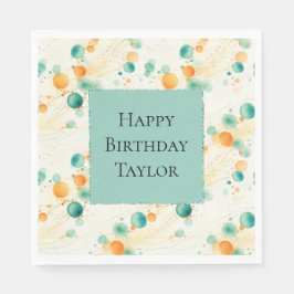 Guardanapo De Papel Turquesa Círculos de Tangerina