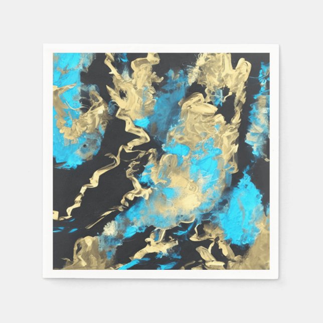 Guardanapo De Papel Turquesa e Abstrato-Arte Dourada (Frente)