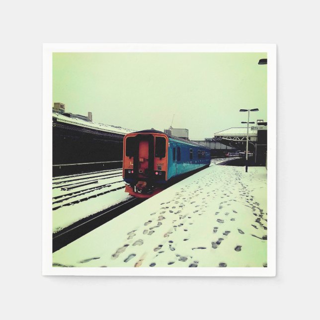 Guardanapo De Papel Turquesa e comboio amarelo (Frente)