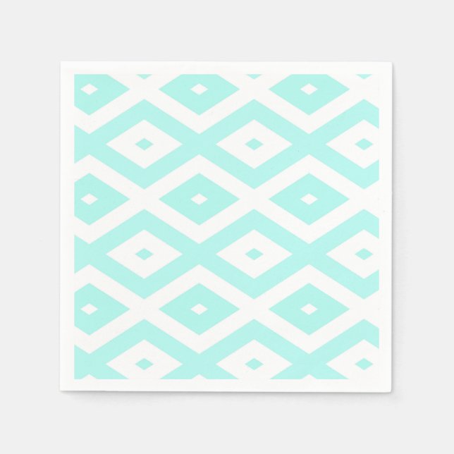 Guardanapo De Papel Turquesa e padrão de diamante branco (Frente)
