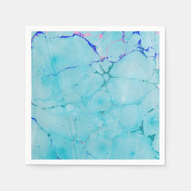 Guardanapo De Papel Turquesa Mármaco Teal Manto Abstrato (Frente)