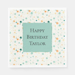 Guardanapo De Papel Turquesa Pontos de Tangerina