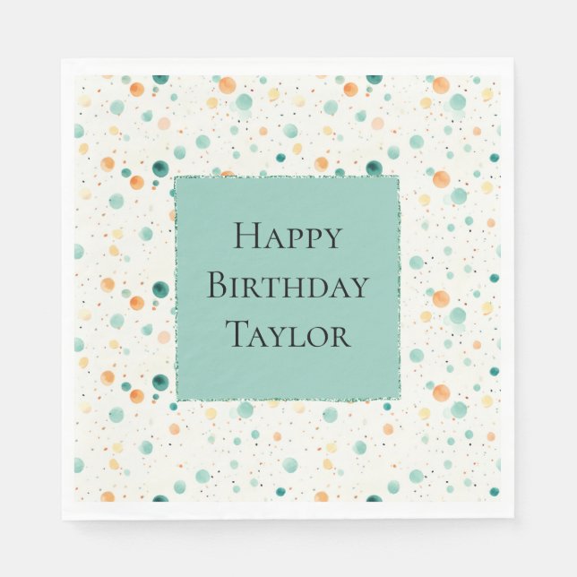 Guardanapo De Papel Turquesa Pontos de Tangerina (Frente)