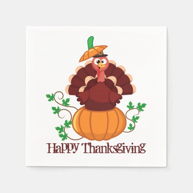 Guardanapo De Papel Turquia na Ação de Graças de Pumpkin (Frente)