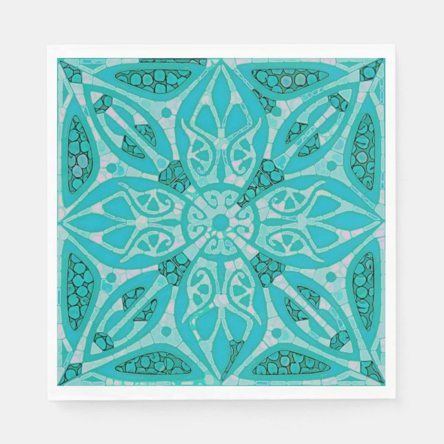 Guardanapo De Papel Turquoise Azulejo Lunchee Papel Napkins (Frente)