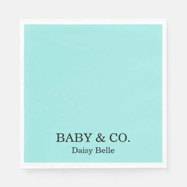 Guardanapo De Papel Turquoise Baby & Co. Baby Shower Paper Plate (Frente)