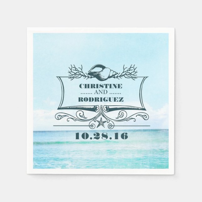 Guardanapo De Papel Turquoise Beach Wedding (Frente)