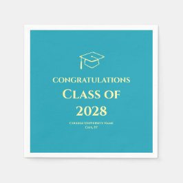 Guardanapo De Papel Turquoise Modern Congratulations Graduation Party