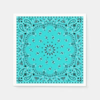 Turquoise Paisley Bandana Scarf Picnic Napkin