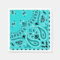 Turquoise Paisley Bandana Scarf Picnic Napkin