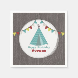 Guardanapo De Papel Turquoise Tipi Birthday Napkins