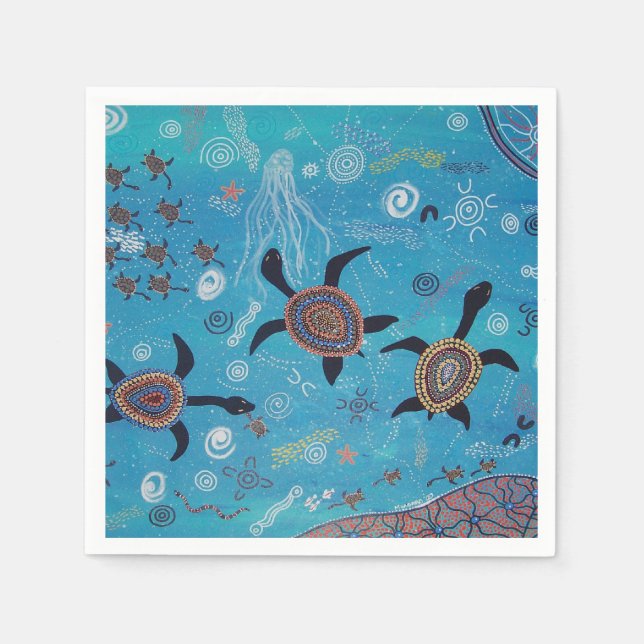 Guardanapo De Papel Turtle Dreaming Aboriginal Art Napkins (Frente)